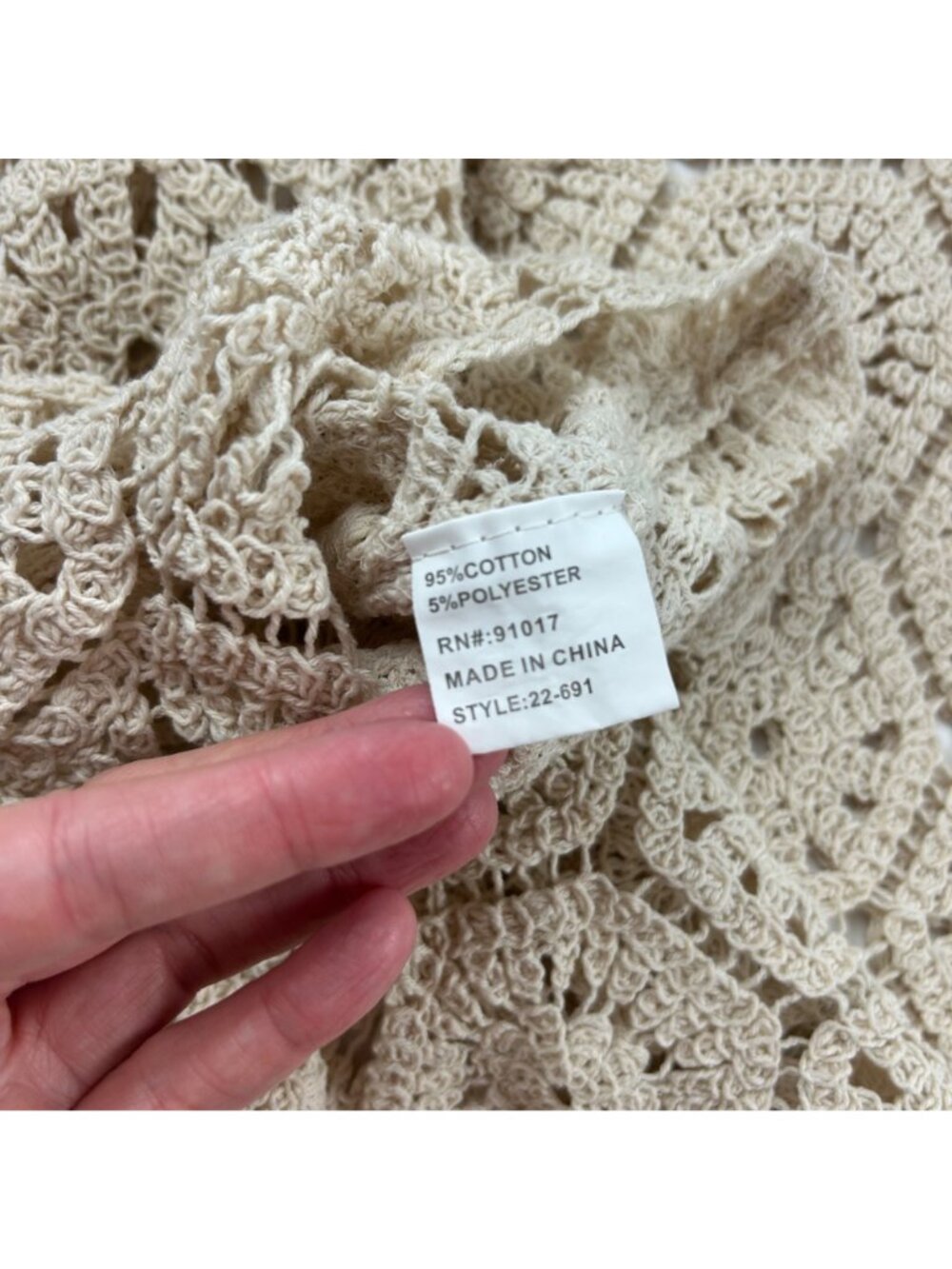 Solitaire Cream Crochet Bell Sleeve Pulloer Sweater XL - Picture 5 of 7